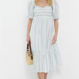 Abercrombie & Fitch Blue/White Stripe Midi Dress
